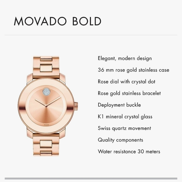 Movado bold rose gold watches - Picture 5 of 6